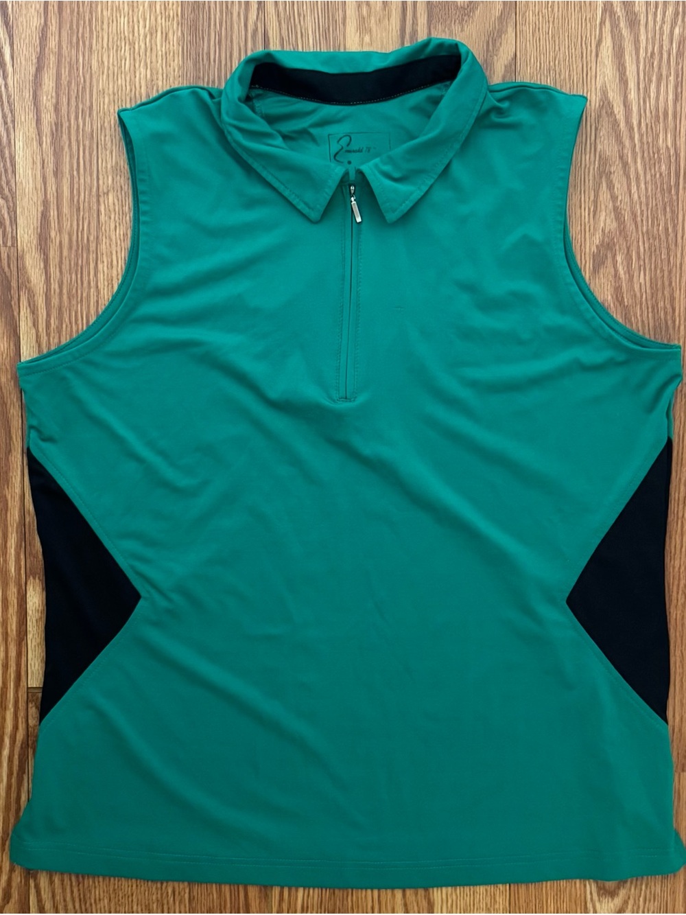 Sleeveless Polo Top in Teal with Black Panels